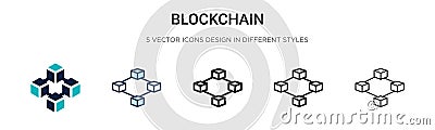 Blockchain icon in filled, thin line, outline and stroke style. Vector illustration of two colored and black blockchain vector Vector Illustration