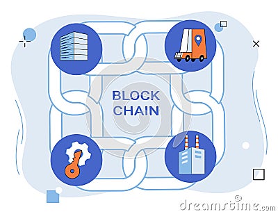 Blockchain industry. Information flows securely through veins blockchain industrys digital ecosystem Vector Illustration