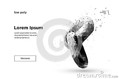 Blockchain link sign low poly design. Vector Illustration