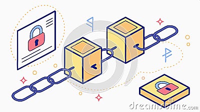 Blockchain lock illustration, digital security and cryptocurrency tech vector design Generative AI Vector Illustration