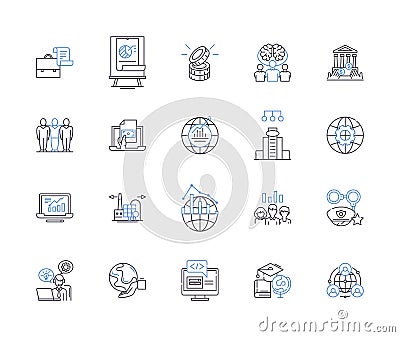 Blockchain management outline icons collection. Blockchain, Management, Cryptocurrency, Data, Security, Mining Vector Illustration