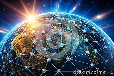 Blockchain Network and AI: Decentralized Global Database for the Future Stock Photo