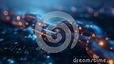 Blockchain: Representations of blockchain technology, digital ledgers, and secure transactions Stock Photo