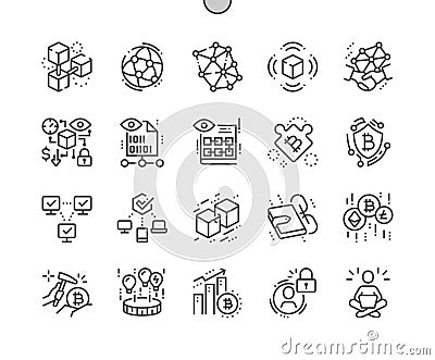 Blockchain revolution Well-crafted Pixel Perfect Vector Thin Line Icons 30 2x Grid for Web Graphics and Apps. Vector Illustration