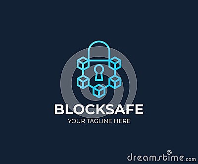 Blockchain security logo template. Cryptography vector design Vector Illustration