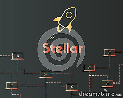 Blockchain stellar network style background Vector Illustration