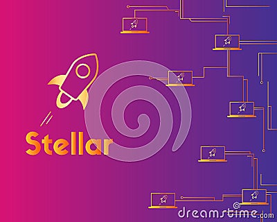 Blockchain stellar style circuit network background Vector Illustration