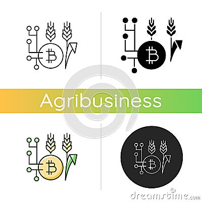 Blockchain technology in agriculture icon Vector Illustration