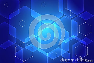Blockchain Technology Background. Blue Digital Pattern. Bussines Concept Banner. Blockchain Vector Concept Illustration. Vector Illustration