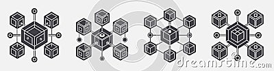Blockchain technology decentralized distributed digital ledger system Vector Illustration