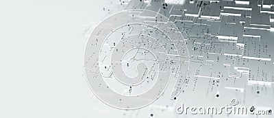 Blockchain technology, futuristic microcircuit. Motherboard, neural network and cyber technology. Binary code in cyberspace Cartoon Illustration
