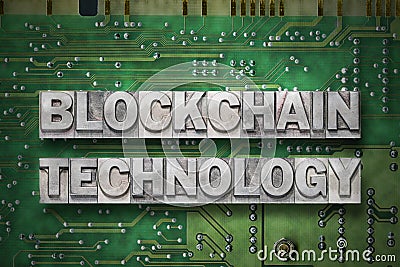 Blockchain technology green pc board Stock Photo