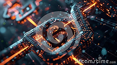 Blockchain technology. Information blocks in digital space. Decentralized global network. Cyberspace data protection. 3D Cartoon Illustration