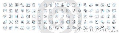Blockchain technology vector line icons set. Blockchain, Technology, Cryptocurrency, Bitcoin, Decentralized, Ethereum Vector Illustration