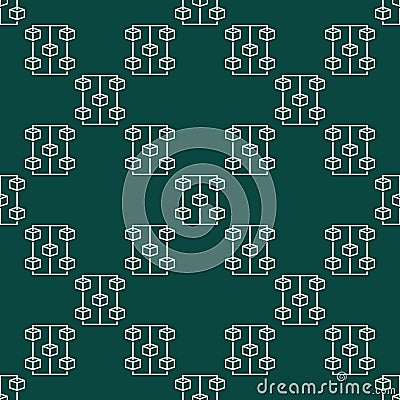 Blockchain vector line seamless pattern. Block chain network minimal background Stock Photo