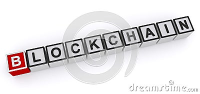 Blockchain word block Stock Photo
