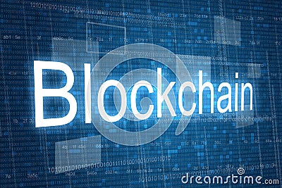 Blockchain word on digital background Stock Photo