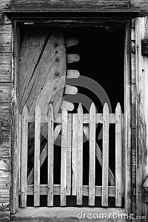 Blocked entrance to the Slitting House at the Saugus Iron Works Stock Photo