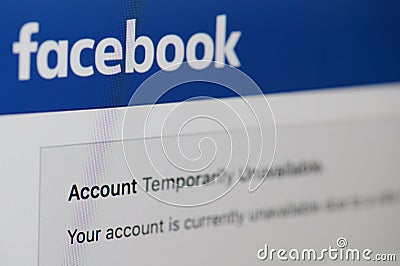 Blocked facebook account Editorial Stock Photo