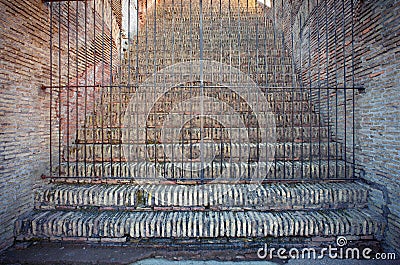 Blocked stairs in the Colosseum - landmark attraction in Rome, Italy Editorial Stock Photo