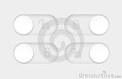 blocked and unlocked toggle switch buttons. Material design switch buttons set. Vector Vector Illustration