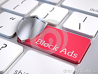 Blocking internet banner ads concept Stock Photo