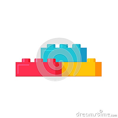 Blocks constructor toys vector illustration, flat cartoon plastic building blocks construction or bricks toy isolated Vector Illustration