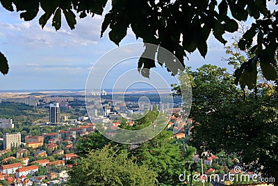 Blocks of flats in Most, Czech Rupublic post-communist architecture, view from Castle Hnevin Stock Photo
