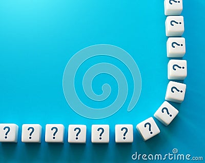 Blocks with question marks and copy space. Questions and problem solving. Frequently asked Questions FAQ. Interesting information Stock Photo