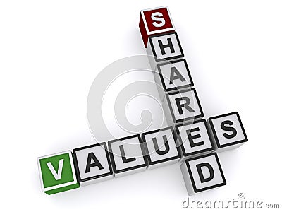 Blocks Spelling Out Shared Values Stock Photo