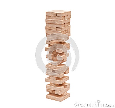 Blocks wooden game towel jenga Stock Photo