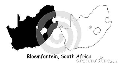 Bloemfontein, South Africa. Detailed Country Map with Location Pin on Capital City Vector Illustration