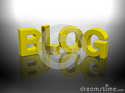 Blog 3D gold word rendering Cartoon Illustration