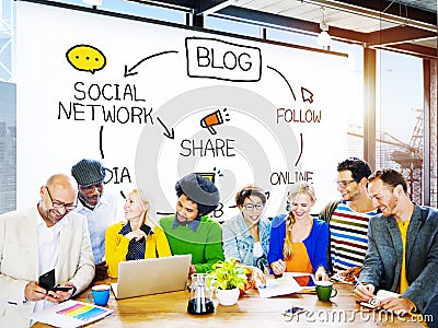 Blog Blogging Comunication Connect Data Social Concept Stock Photo