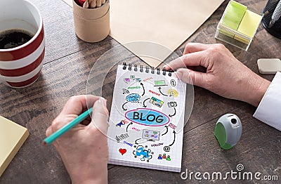 Blog concept on a notepad Stock Photo