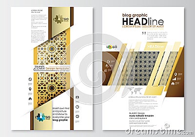 Blog graphic business templates. Page website design template, easy editable, flat layout. Islamic gold pattern Vector Illustration