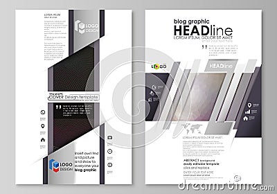 Blog graphic business templates. Page website design template, easy editable vector layout. Dark color triangles and Vector Illustration
