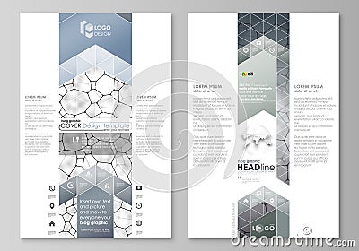 Blog graphic business templates. Page website design template, vector layout. Chemistry pattern, molecular texture Vector Illustration
