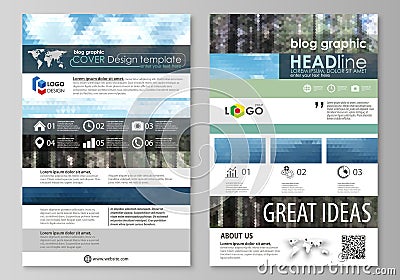 Blog graphic templates. Page website design template, abstract vector layout. Colorful background made of triangular or Vector Illustration