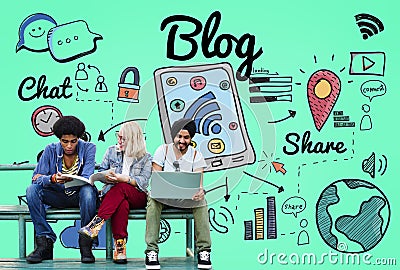 Blog Homepage Content Social Media Online Concept Stock Photo