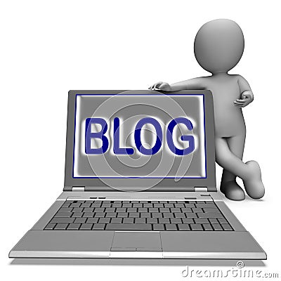 Blog Laptop Shows Blogging Or Weblog Internet Website Stock Photo