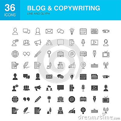 Blog Line Web Glyph Icons Vector Illustration
