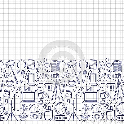 Blog Object Seamless Border Vector Illustration