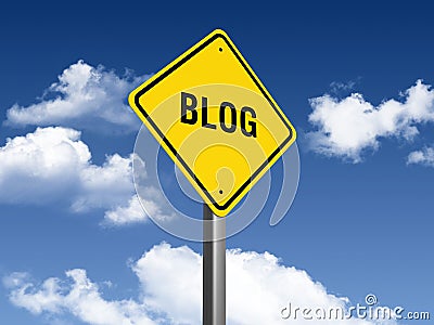 Blog Road Sign Cartoon Illustration