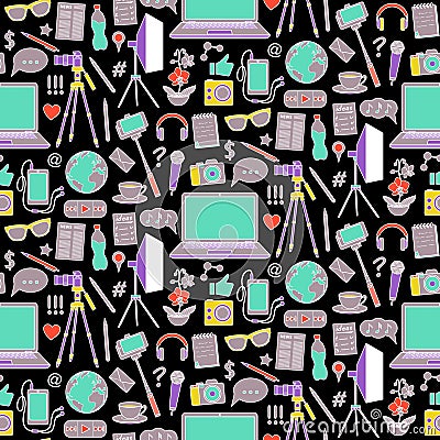 Blog Seamless Pattern Vector Illustration