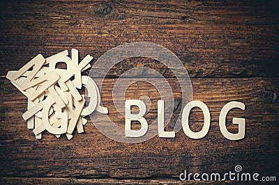 Blog sign writen with wooden letters Stock Photo