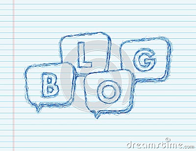 Blog sketch bubble on white background. Internet technology. Vector logo. Communication technology Vector Illustration