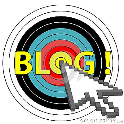 Blog on Target Click with Arrow Cursor Icon Vector Illustration