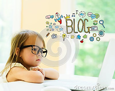 Blog text with little girl Stock Photo