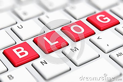 Blog text word on computer keyboard keys Cartoon Illustration
